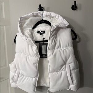 White Puffer Vest with Hood